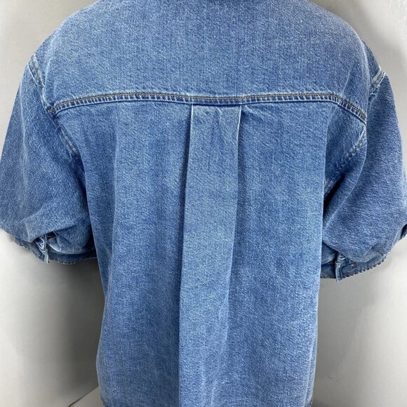 FRAME Women’s Billow Sleeve Denim Button-Up Shirt – Blue, Size M - Picture 4 of 7